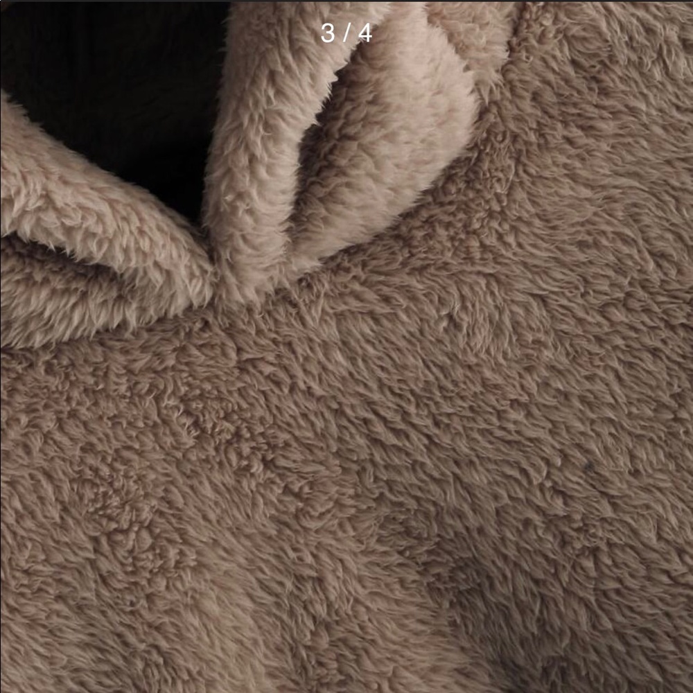 Drop Shoulder Fuzzy Teddy Hoodie by ROWME - Picture 3 of 4